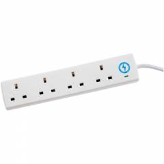 Extension Lead Surge Protected 4 Gang 2m White