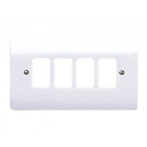 Grid 4 Gang Front Plate White