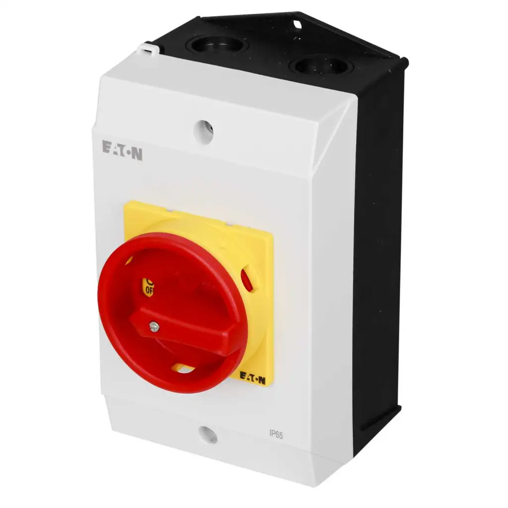 Enclosed Isolator 25A 3P+N Red/Yellow