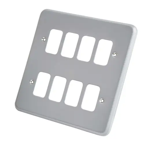 Grid 8 Gang Metalclad Front Plate Grey